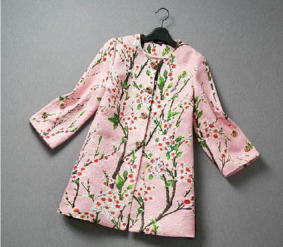 歐美秋季新款風(fēng)衣外套 時(shí)尚印花與中袖中長(zhǎng)的完美融合