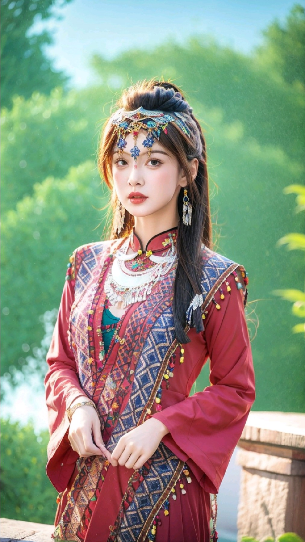 穿少數(shù)民族服飾的漂亮美少女 傳承與美學(xué)的絢麗交融